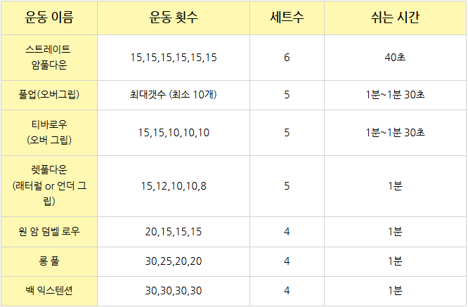 정책임 다이어트, 등운동