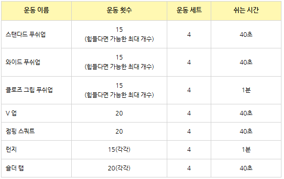 집에서 하는 홈트레이닝